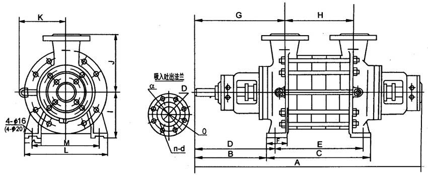2.5GC-3.5、4GCGC型臥式多級離心泵外型尺寸圖
